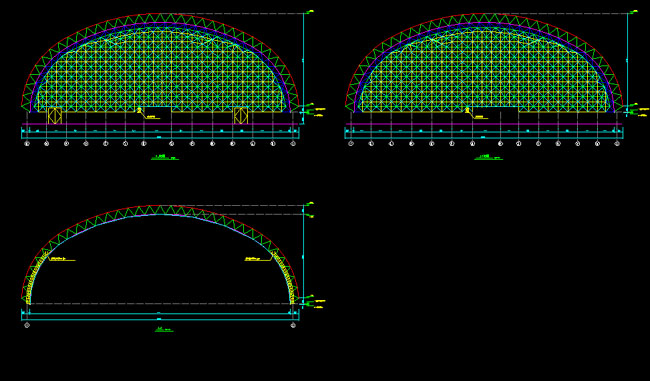 青铜峡跨度110米，拱高35_7米煤棚网架